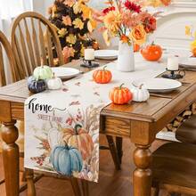 1PC Autumn Table Runner Watercolor Pumpkin Fall Fall Table Runner Fall Fall Fall Table Decoration Indoor And Outdoor Table Decoration