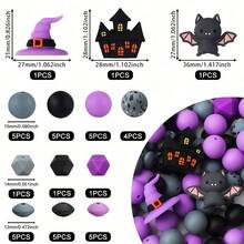 25/40/60PCS Halloween Series Silicone Bead Set - 3D Bat, Ghost, Witch Hat, House And Pumpkin Charms - Perfect For DIY Jewelry, Bracelets, Necklaces, Keychains And Party Favors, Halloween Decorations - Halloween Series - View 15