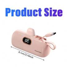 1 件适用于 的迷你便携式充电器内置闪电线，5000mAh 小型移动电源兼容 15/14/14 Pro Max/13/13 Pro Max/12/12 Pro Max 系列适合夏季假期户外旅行/露营和紧急备用移动电源礼物送给家人、朋友、生日电量显示