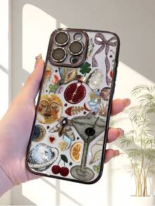 Diamond Planet Letter Child Phone Case For IPhone 15 Series / 15 / 15 Pro / 15 Pro Max / 14 / 14 Pro / 13 / 13 Pro – Cute Spooky Design With Bat & Moon, TPU Soft Shell With Electroplating Lens Protection, MagSafe Wireless Charging, Anti-Scratch Case For Girls & Teens - 黑色 - 查看 2