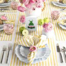 1pc Vibrant Yellow & White Striped Table Runner - Texture Polyester Rectangular Tablecloth For Dining Tables, Coffee Tables, Home Decor - Durable Kitchen & Restaurant Decorative Accent, Dining Table Decoration - Multicolor - View 6
