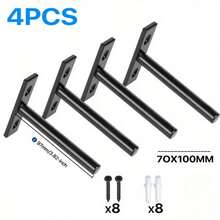 4件装浮动搁板支架隐藏式支架壁挂式支架隐形钉固定支架隔断隐藏式搁板支架 - 黑色 - 查看 15