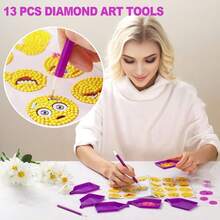 13pcs Diamond Painting Art Accessories, V-Shaped Corner Opening Diamond Art Trays Kits For Adults With Diamond Painting Pen And Wax Glue, Rhinestone Bead Tray For Diamond Painting Dotz Tools Storage - 1 - 查看 2
