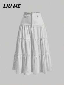 LIU ME Long Skirt 3 Marias With Back Elastic And Internal Lining - White - View 1