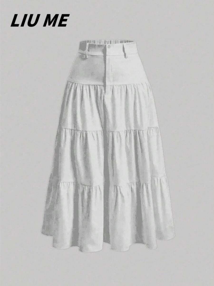 LIU ME Long Skirt 3 Marias With Back Elastic And Internal Lining - White - View 1