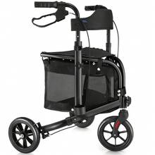 WALK MATE 3 Wheel 8" Wheels Rollator Walker Aluminum , Foldable Lightweight With Seat Backrest Pouch - màu đen - Xem 2