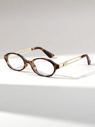 1 Pair Women's Cat Eye Small Frame Metal Leg Personalized Retro Street Style Non-Prescription Glasses, Suitable For Daily Outfit Accessories