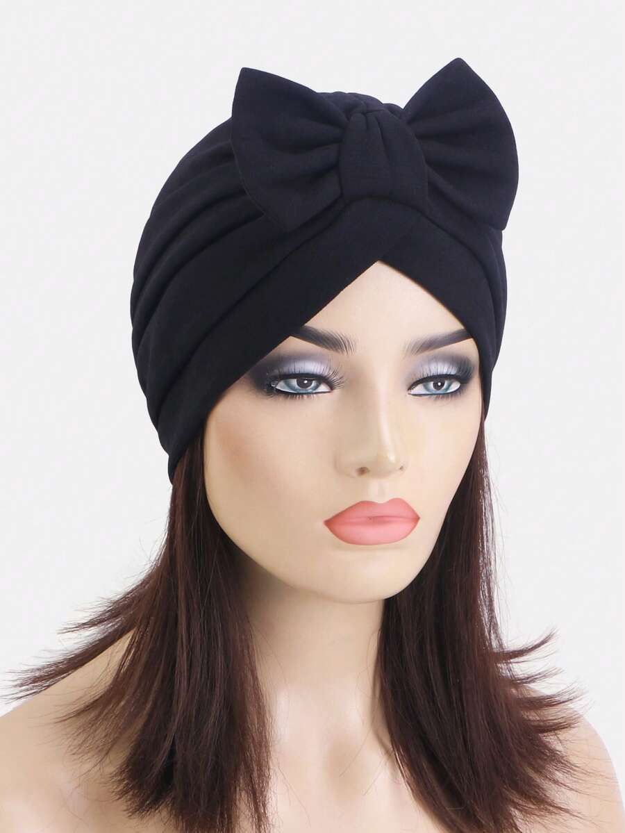 1件装女士弹力蝴蝶结头巾，适合日常佩戴，可作发帽、头巾、情人节礼物、睡帽等。