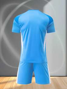25-26 Season Sports Training Set, Customizable Number, Name And Logo, Suitable For Competition Training, Football, Casual Running, Outdoor Wear, Special Edition - Blue - View 3