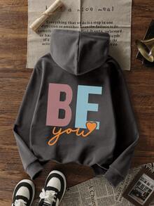 1 件 Tween Girl 保暖连帽运动衫，冬季保暖青少年服装，适合儿童，秋冬长袖上衣，Y2K/休闲/时尚/日常/街头服饰/度假/学校/少女/可爱 - 深灰色 - 查看 3