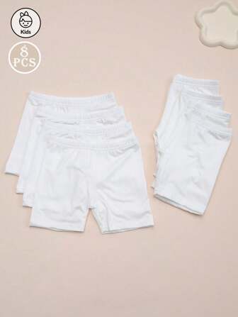 8 件装女童白色三角裤，安全内裤，适合日常穿着