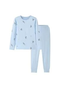 Annil 童装男童男孩中大童秋装上衣裤子套装秋季小熊印花家居保暖衣服