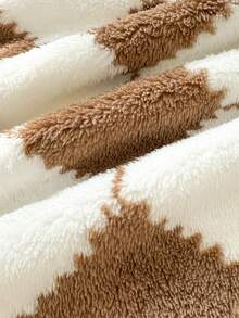 1 件棕色格子图案柔软舒适毛毯，适用于家居装饰、床、沙发、办公室、房间、宿舍，可机洗 - 棕色 - 查看 7