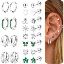 Milacolato Hypoallergenic Gold Stud Hoop Earrings For Women Men Surgical Stainless Steel Flat Back Earrings Small 14K Gold Huggie Hoops Cartilage Earring Set For Multiple Piercing Jewelry Gifts For Women - 彩色 - 查看 15