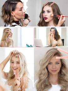 4 件装蓬松发髻和造型工具、卷发夹、无痕夹、发根刘海前夹、粉色配饰、美发工具 - 彩色 - 查看 5