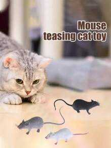 猫玩具 软橡胶老鼠 猫玩具 逼真老鼠 恶作剧玩具 万圣节仿真老鼠 装饰道具 互动猫玩具 动物玩具 玩耍和恶作剧 宠物老鼠咀嚼玩具：大号和小号可选，适合小型动物