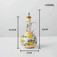 Olive Oil Bottle, Underglaze Relief Ceramic Oil & Vinegar Cruet, Kitchen Accessories Storage Dispenser Container, Seasoning Oil Bottle - Multicolor - View 12