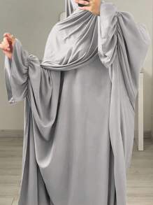 1 件蝙蝠袖长袍，穆斯林伊斯兰女装，适合日常穿着，四季皆宜 - 彩色 - 查看 14