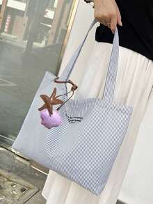 Large Capacity Canvas Tote Bag With Cute Starfish Pendant, Hollow Shoulder Bag - Ultralight, Breathable, Spacious, Y2k Cute Aesthetics, Sweet And Playful Girly Style, Stylish Travel And Shopping Shoulder Bag, Ideal For Summer Leisure Travel And Beach Adventures, Beach Accessories | Hollow Design,Travel Essential - Multicolor - View 4