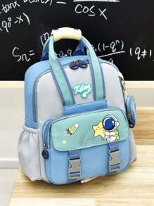 College Style Backpack New Lightweight And Comfortable Cute Little Rabbit Student Shoulder Bag Simple And Versatile Campus Backpack - Blue - View 3