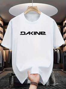 DAKINE Men's Crewneck T-Shirt - Bold White Graphic Print, Navy Blue Breathable Fabric, Regular Fit Casual Short Sleeve Tee For Summer Outdoor & Casual Attire, Comfortable Round Neck - 白色 - 查看 1