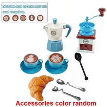 11件仿真咖啡套装餐具DIY娃娃屋配件，摩卡壶，咖啡研磨机，羊角面包等，仿真玩具羊角面包剧院游戏套装厨房家居装饰，逼真下午茶，角色扮演模拟烹饪，生日节日礼物 - 彩色 - 查看 16