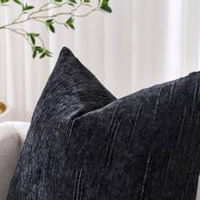 1/2pcs Black (Pillow Insert Not Included) Vintage Striped Throw Pillow Cover, 100% Polyester Woven Fabric, Zippered Design, Machine Washable, Geometric Pattern Decor Cushion Cover, Suitable For Sofa, Bed, Dining Room, Home Office - Black - View 4