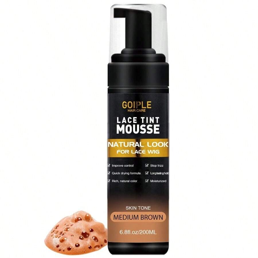 DLace Tint Melting Hair Mousse 6.8 Fl Oz Lace Tint Mousse For Women Hair Wig Lace Wigs Toupees And Hairpieces Natural Finishing Lace Color Lace Tint Mousse For Wigs Melts Lace Foam Tint Medium Brown 7001 - MediumBrown - 查看 1