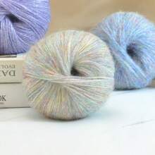 6 buc/pachet, 150 g fire de mohair cu sclipici metalic în total, material DIY manual pentru tricotat pulovere, eșarfe, pălării, mănuși calde și la modă în toamnă/iarnă