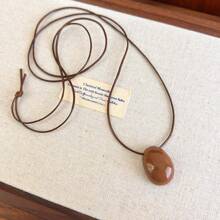 1pc Fashion Versatile Long Beaded Wax Rope Necklace, Influencer Style Necklace, High-End Collarbone Chain