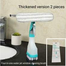 Multifunctional Household Glass Cleaning Brush With Double Sided, Scraper, Sponge, Floor Scrubber & Spray Bottle, All-In-One Cleaning Tool