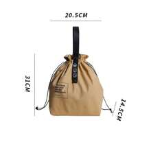 Insulated Lunch Bag, Rectangular Knit Tote For Carrying Food To Work And Outings, Hand Washable,Lunch Bag Canvas Large Solid Color Drawstring Portable Thermal Insulated Picnic Storage Bento Box Bag