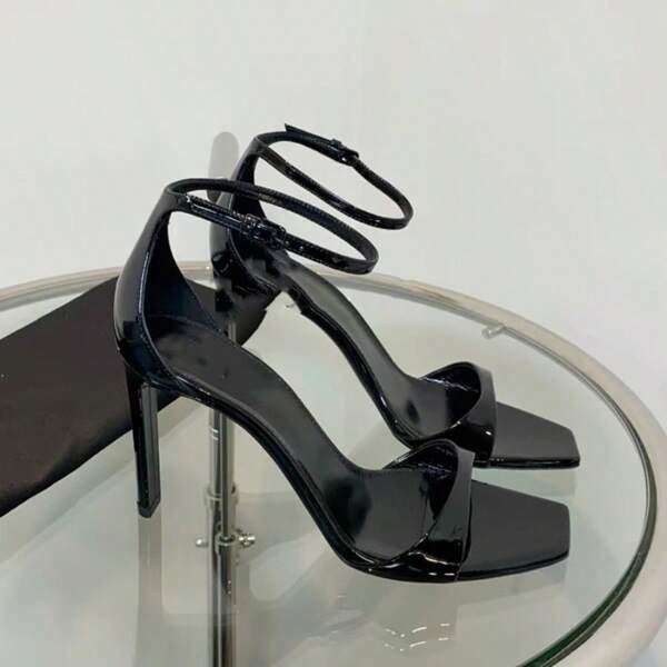 Nouvelles sandales d'été à talons hauts et bout carré à bride unique pour femmes