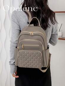 Malist Flower Embroidery Functional Backpack For Women, Business Casual Commuting Travel Backpacks, Cute Multi-Compartment Versatile Computer Daypack, Portable Campus School Bag For Junior High School And College Students, School Backpack, Elementary School, Middle School, High School, Back To School Bags, Waterproof, Lightweight, Classic Casual, Suitable For Teen Girls Women College Students, Teacher, Perfect For Back To School, First Day Of School, Middle School, High School - 灰色 - 查看 7