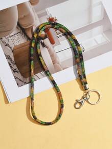 1 pieza Cordón multicolor con cristales de rhinestone - Correa de nylon con broche metálico, elegante y brillante llavero para identificación y teléfono, adecuado para oficina, maestro, estudiante (7 colores: Mezclado/Gris/Rosa/Azul/Negro)