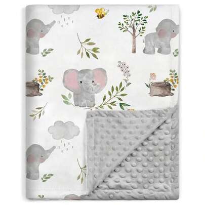 Baby Blanket For Boys Girls Super Soft Double Layer Minky With Dotted Backing, Lovely Grey Elephant Animal Design Blanket For Toddler Newborn 30 X 40 Inch(76x101cm)