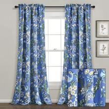LUSH DECOR Dolores Light Filtering Window Curtain Panels Blue 52x95+2 Set Halloween-Fall Decor-Room Decor - 藍/綠 - 查看 2