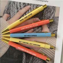 5/10/15/ 有趣的圆珠笔套装 - 1.0mm 笔尖，黑色墨水，生动的引语，粗俗的语言设计，送给同事的独特办公室礼物，个性化日常书写圆珠笔套装，带有幽默的引语，个性化圆珠笔套装（随机颜色），适用于学校用品，返校 - SHOW原子筆 - 查看 2