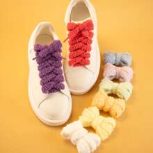 1 Paar bunte, flauschige 1,5 cm breite Plüsch Schnürsenkel für den Alltag
