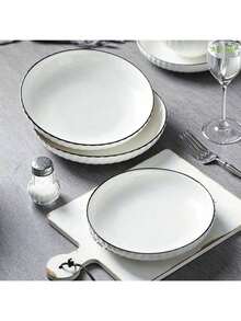 Christmas 4pcs Ceramic Round Bowls, Ceramic Household Plates, Round Deep Tableware, Suitable For Pasta, Salad, Dessert, Sushi - Multipurpose Kitchen Dinnerware Set, Applicable For Dining, Family Gathering, Hot Pot, Barbecue, All-Season Dining Accessories Home Decor New Year Gift - Multicolor - View 6