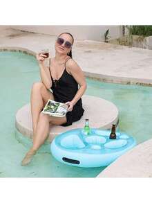 Portable Inflatable PVC Water Ice Bar, Party Floating Drink Holder, Porous Coaster Tray For Summer Pool Supplies - Grey - View 12