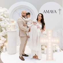 3FT Tall Marquee Light Up Cross Balloons Mosaic DIY Pre Cut Frame With Light Baptism First Holy Communion Celebration Special Day Baby Shower Birthday Engagement Wedding Party Decorations - Marquee Cross - 查看 9