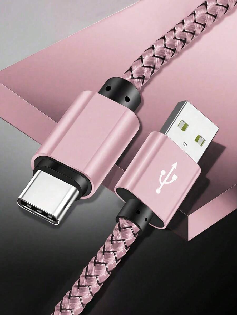 1pc USB-C Fast Charging Cable [3.3ft/6.6ft/10ft] USB-A To C Nylon Braided Charging Cord, Compatible With Samsung Galaxy S25 S24 S23 S22 S21 S10, Note 20 10 9 A51 G8 G7, Pixel, And Other USB-C Devices