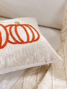 Halloween Throw Pillow Covers 18x18 Inch Set Of 2 Halloween White Ghosts Embroidered Pillow Cases Thanksgiving Home Party Fall Decor Pillowcases Square Cushion Covers - Orange - View 2