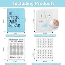 KKC 100 Envelopes Money Saving Challenge Binder, A5 Budget Binder With Cash Envelopes, Savings Challenges Book To Save $5,050, 10,000, 500, Budget Planner For Budgeting Planner Saving Money. - 藍色 - 查看 2