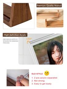 SURELIFE 1个6/7/8英寸U型亚克力和实心胡桃木相框支架桌面菜单展示架 - 多功能横向或纵向展示，是家居装饰和礼品展示的理想之选