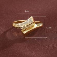 1枚时尚几何三角形交叉设计立方氧化锆女士戒指，休闲礼物 - 彩色 - 查看 4