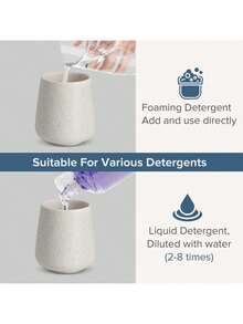 1个12盎司陶瓷泡沫洗手液瓶，手动按压式宽口设计，可重复灌装，适用于洁面乳、洗手液、沐浴露、洗发水、餐厅清洁剂、乳液等 - 适用于酒店、厨房、浴室、家居用品、厨房配件、厨房工具 - 灰色 - 查看 6