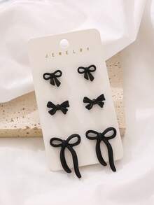 Set de 6 piezas de aretes de mariposa vintage elegantes, diseño único de mariposa hueca, adecuados para uso diario, vacaciones y todo tipo de traslados, regalo de joyería ideal para fiestas - Negro - Ver 4