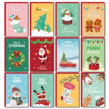 26-Piece Christmas Card Set - 12 Folded Cards (10x15cm) + 12 Red Envelopes + 2 Stickers,12 Unique Christmas Designs (Santa, Gingerbread, Boots, Snowmen & More), Cute Cartoon Greeting Cards For Festive Holidays, Birthday Gifts, Thank-You Notes & Party Invitations, Heartwarming Gifts For Family & Friends ,Perfect Winter Holiday Decor & Personalized Wishes - Multicolor - View 2